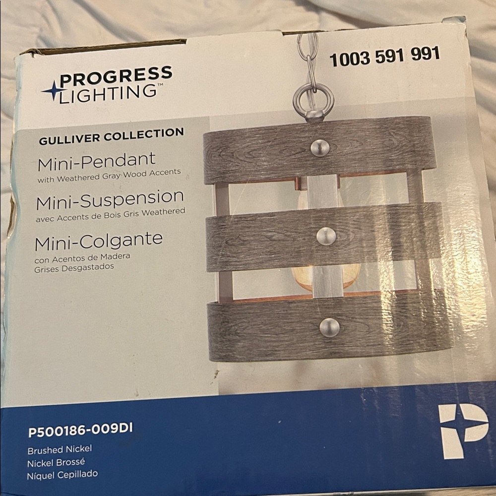 Progress Lighting Gray Wood Mini Pendant